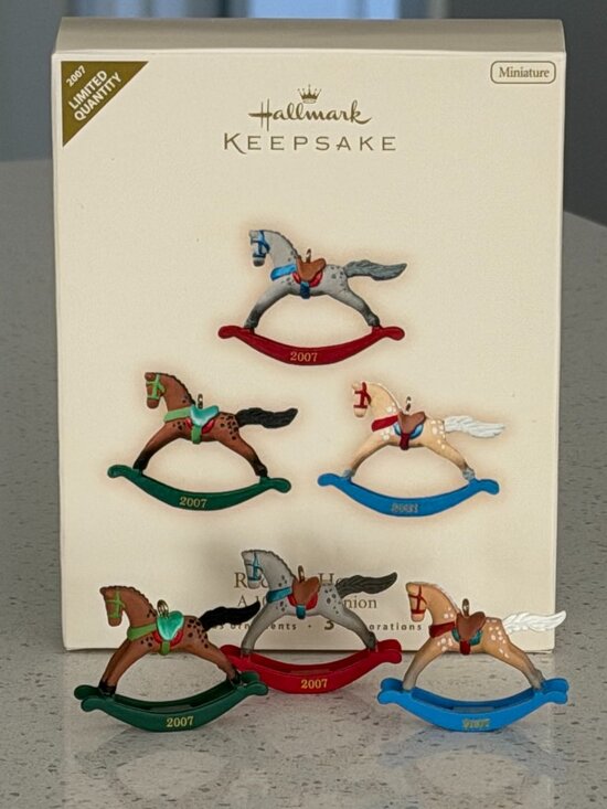 Hallmark Other - Hallmark Miniature Ornaments Rocking Horses a 10-Year Reunion Set of 3